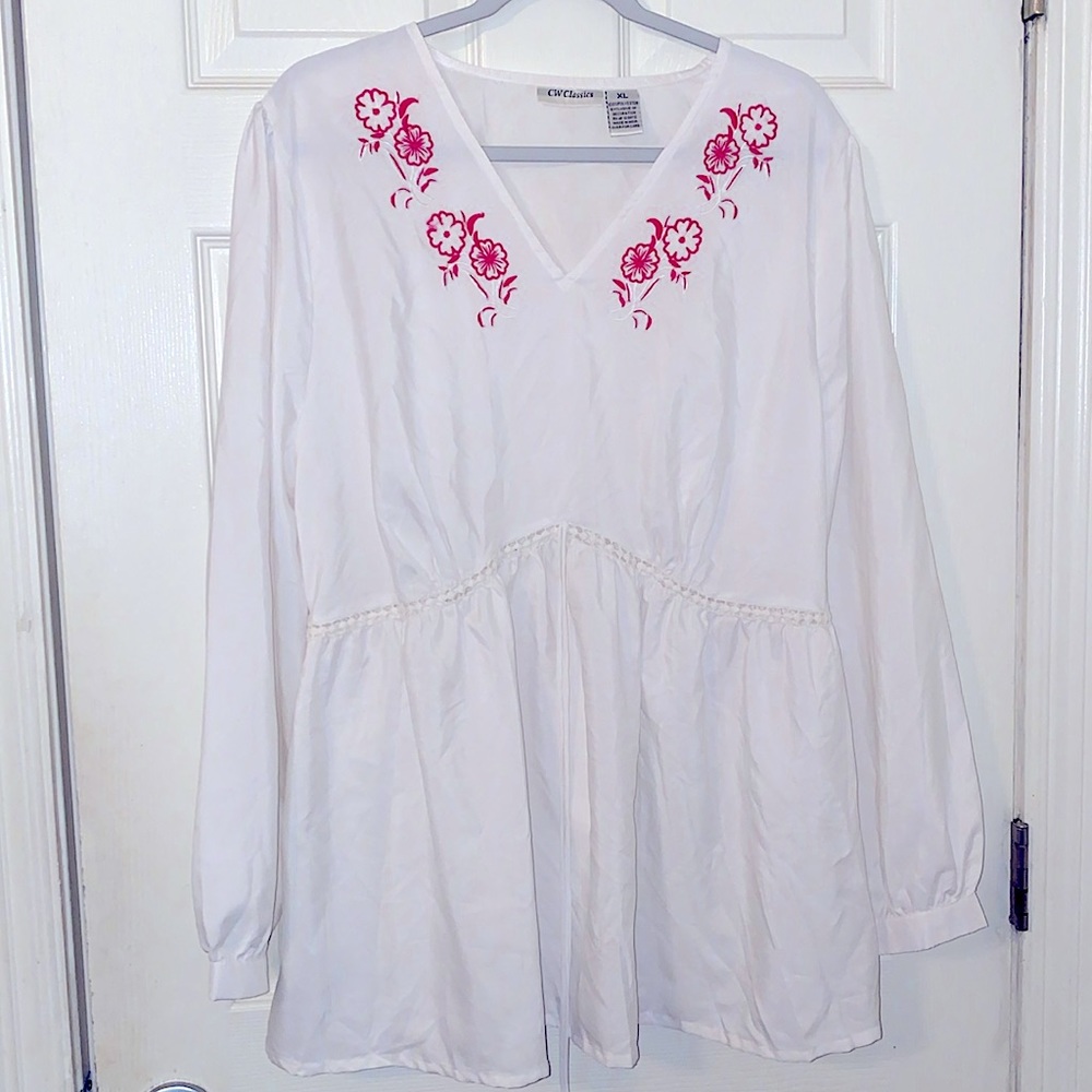 White Peplum Top Blouse
